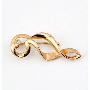 CTF Rose Gold Vermeil Diamond Ribbon Brooch Sterling 33mm